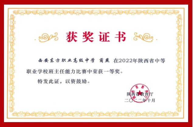 旬阳陕西省教育厅职业班主任大赛一等奖